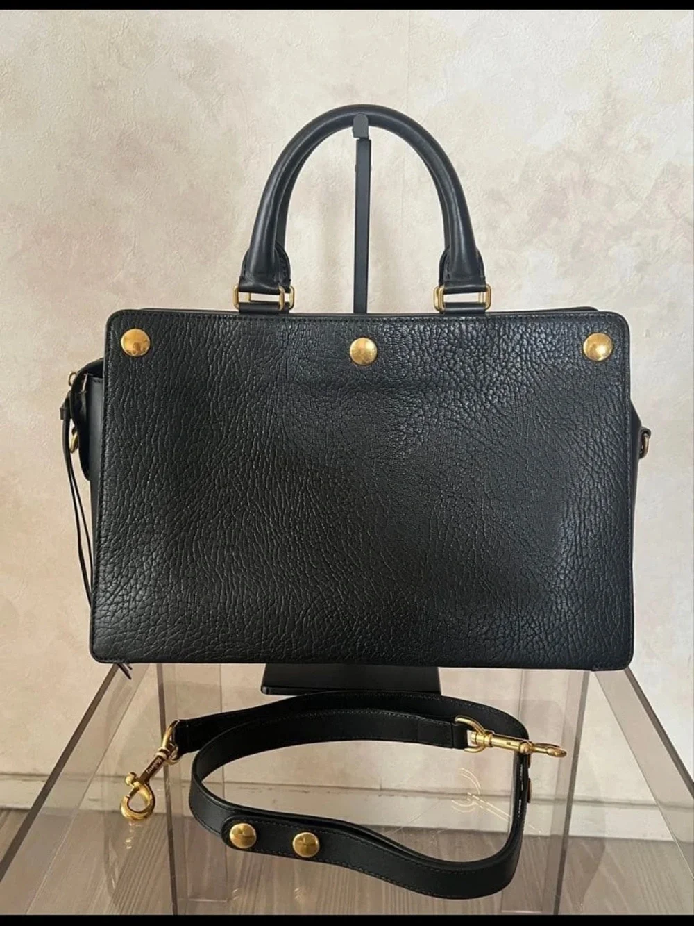 Mulberry Black Leather Satchel with Gold Hardware